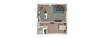 1 Bedroom Floor Plan at Connect on University, Mesa, AZ, 85203