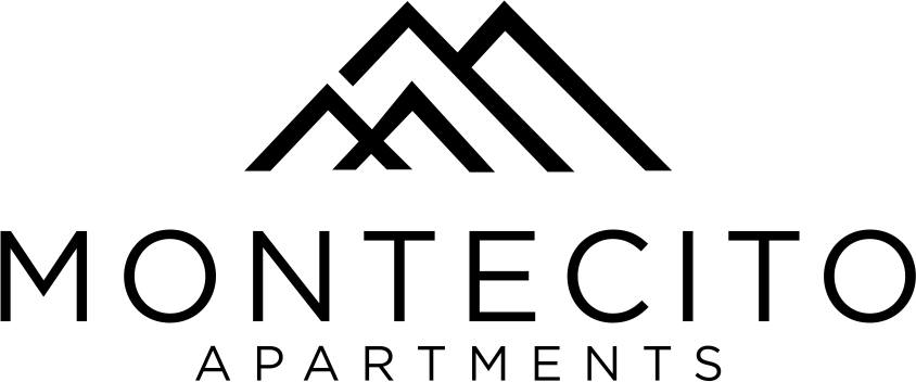 The image is a logo for Montecito Apartments, featuring a mountain range silhouette above the text.