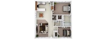 A series of images showing different layouts of a small apartment.