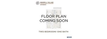 A floor plan for a two bedroom apartment with one bath is coming soon.