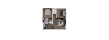 2 Bed Floorplan at Palm Villas, Scottsdale, 85257