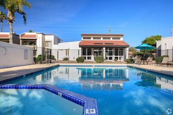 Soothing swimming pool with a spa at Tides on Southern in Mesa, Arizona 85204
