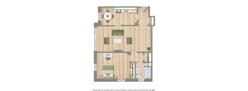 A floor plan of a house with a kitchen, living room, and bathroom.
