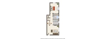 one bedroom floor plan at the grandview village apartments in washington dc