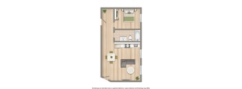 1 bedroom floor plan at 1818 riggs 575 square feet