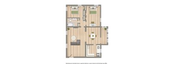 2629 39th street 2 bedroom floor plan rendering