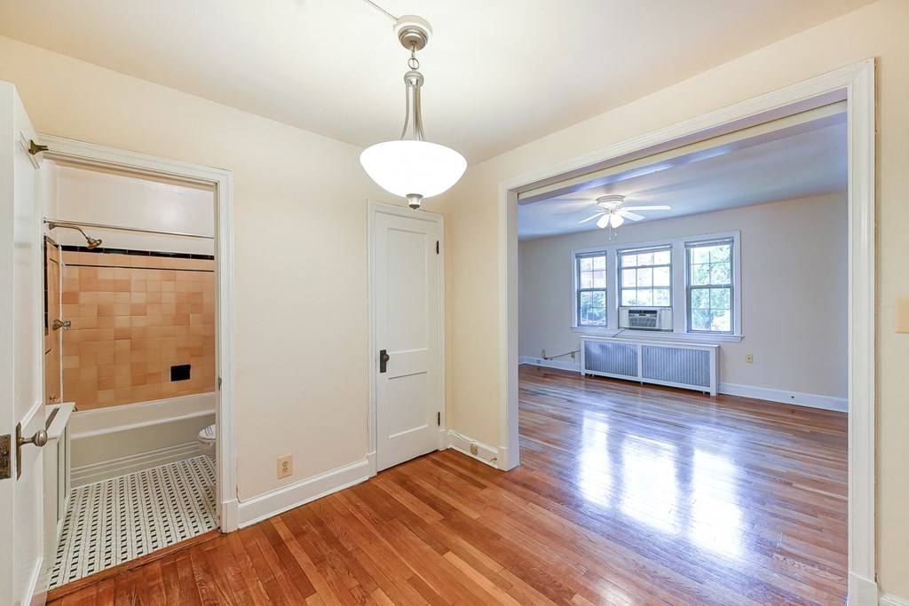 hallway view of bathroom and living area at  2629 39th Street apartments in washington dc