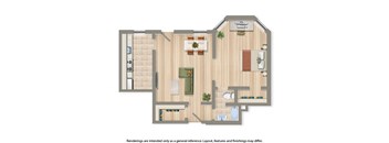 1 bedroom floor plan at 3151 mount pleasant apartments in washington dc
