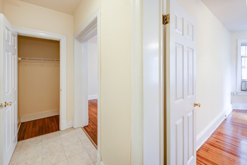 hallway view of bedroom and closet at 3151 mount pleasant apartments in washington dc