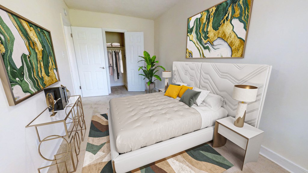 Primary bedroom at jetu apartments for rent in washington dc