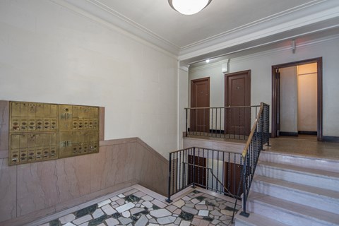 lobby with mail room at 6100 14th street apartments in washington dc