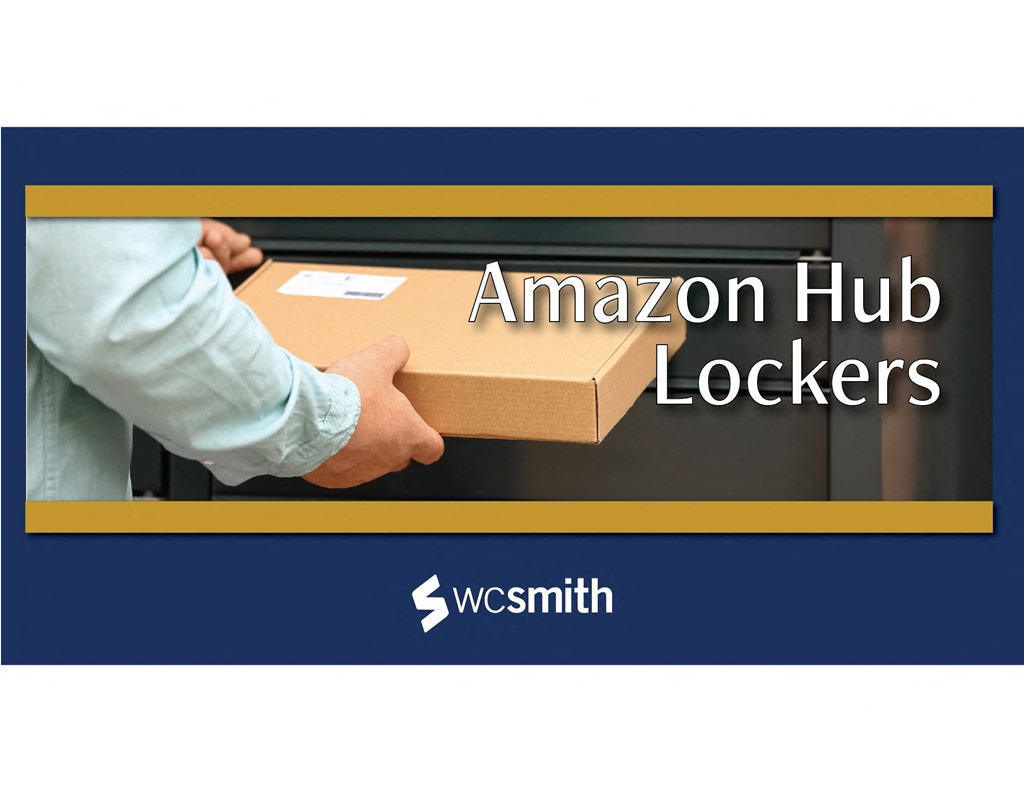 a person holding a box with the hub lockers logo