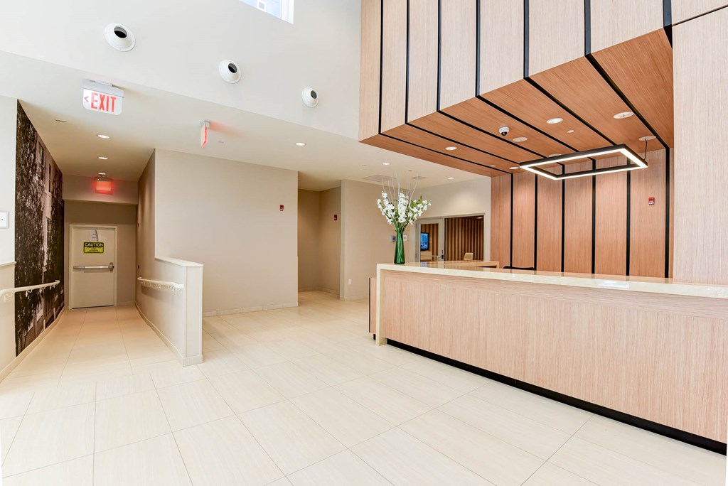 concierge front desk and lobby at archer park apartments in southeast Washington dc