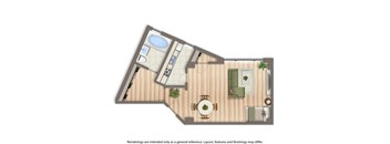 studio apartment floor plan at baystate apartments in washington dc