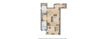 studio apartment floor plan at baystate apartments in washington dc