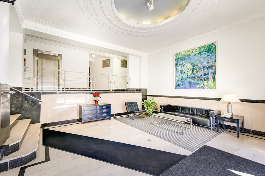 lobby lounge at baystate apartments in washington dc