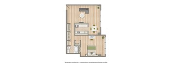 Brunswick 1 bedroom apartment floor plan