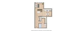 Brunswick 1 studio apartment floor plan