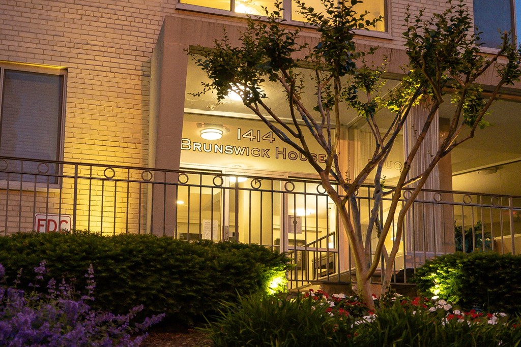 Brunswick House DC Entrance at night
