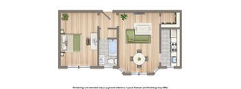 the calverton apartments one bedroom floor plan