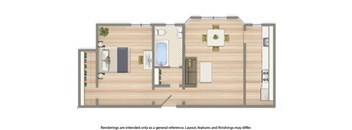 the calverton apartments one bedroom floor plan