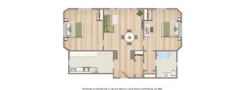 the calverton apartments two bedroom floor plan