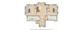 the calverton apartments two bedroom floor plan