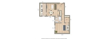 1 bedroom floor plan rendering at chatham courts apartments in washington dc