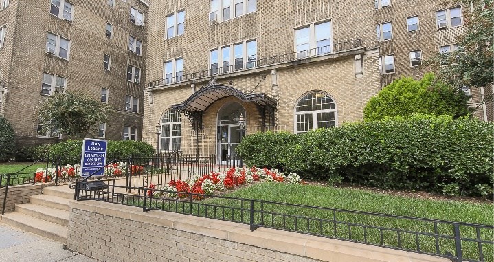 stone exterior of chatham courts apartments in washington dc