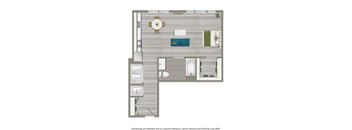 studio apartment floor plan rendering at cityview apartments in washington dc