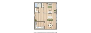 clarence house 1 bedroom apartment floor plan rendering