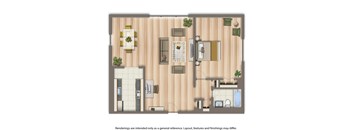 clarence house 1 bedroom apartment floor plan rendering