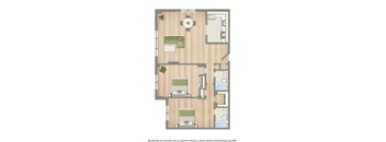 clarence house 2 bedroom apartment floor plan rendering