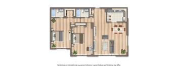 clarence house 2 bedroom apartment floor plan rendering