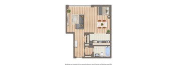 clarence house studio apartment floor plan rendering
