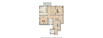 two bedroom two bathroom floor plan at the cortland apartments in washington dc