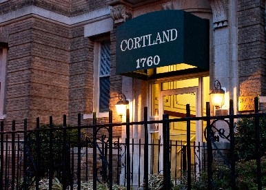 brick entrance at the cortland apartments in washington dc
