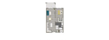 rendering of a 1 bedroom apartment with balcony at crest at skyland town center in washington dc