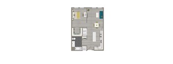 rendering of a 1 bedroom apartment at crest at skyland town center in washington dc