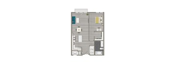 rendering of a 1 bedroom apartment with balcony at crest at skyland town center in washington dc