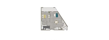 rendering of a 1 bedroom apartment with balcony at crest at skyland town center in washington dc