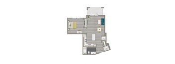 rendering of a 1 bedroom apartment with balcony at crest at skyland town center in washington dc