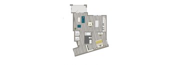 rendering of a 1 bedroom apartment with balcony at crest at skyland town center in washington dc