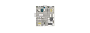 rendering of a 2 bedroom apartment with balcony at crest at skyland town center in washington dc