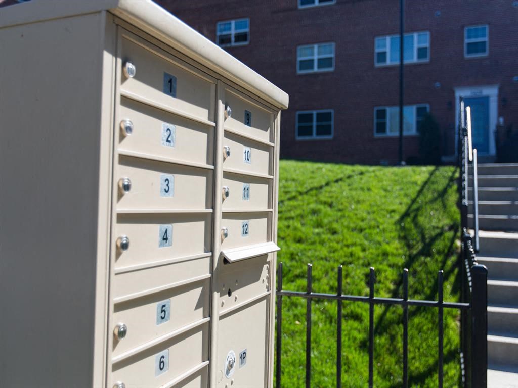 external mail boxes at park vista apartments in washington dc