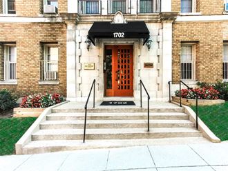 exterior front entrance at parkside apartments in washington dc