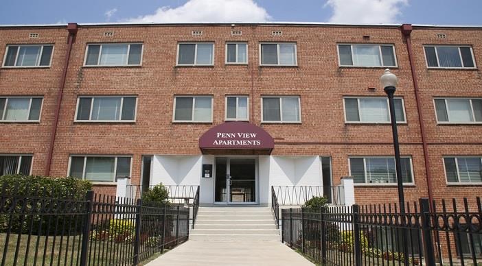 exterior view of penn view apartments in washington dc