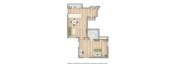 dupont apartments one bedroom floor plan rendering