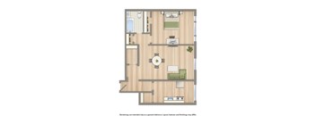 dupont apartments one bedroom floor plan rendering