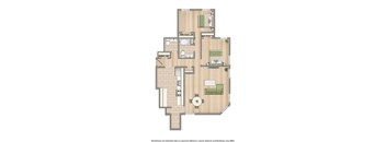 dupont two bedroom floor plan rendering